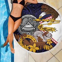 American Samoa Eagle Kava Bowl Beach Blanket Plumeria Polynesian Pattern