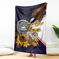 American Samoa Eagle Kava Bowl Blanket Plumeria Polynesian Pattern