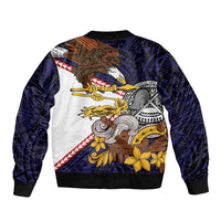 American Samoa Eagle Kava Bowl Bomber Jacket Plumeria Polynesian Pattern LT01 - Polynesian Pride