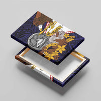 American Samoa Eagle Kava Bowl Canvas Wall Art Plumeria Polynesian Pattern