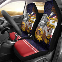American Samoa Eagle Kava Bowl Car Seat Cover Plumeria Polynesian Pattern