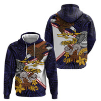 American Samoa Eagle Kava Bowl Hoodie Plumeria Polynesian Pattern
