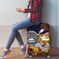 American Samoa Eagle Kava Bowl Luggage Cover Plumeria Polynesian Pattern