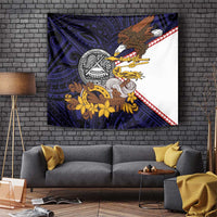 American Samoa Eagle Kava Bowl Tapestry Plumeria Polynesian Pattern