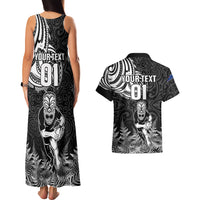 Custom New Zealand Silver Fern Rugby Couples Matching Tank Maxi Dress and Hawaiian Shirt Maori Tiki Player With Ta Moko Tribal LT01 - Polynesian Pride