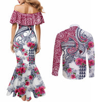 Hawaii Kakau Mix Paisley Pattern Couples Matching Mermaid Dress and Long Sleeve Button Shirt Polynesian Tropical Unique Style LT01 - Polynesian Pride