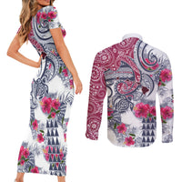 Hawaii Kakau Mix Paisley Pattern Couples Matching Short Sleeve Bodycon Dress and Long Sleeve Button Shirt Polynesian Tropical Unique Style LT01 - Polynesian Pride