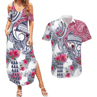 Hawaii Kakau Mix Paisley Pattern Couples Matching Summer Maxi Dress and Hawaiian Shirt Polynesian Tropical Unique Style LT01 White - Polynesian Pride
