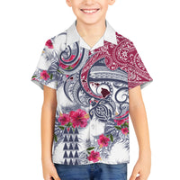 Hawaii Kakau Mix Paisley Pattern Family Matching Tank Maxi Dress and Hawaiian Shirt Polynesian Tropical Unique Style LT01 Son's Shirt White - Polynesian Pride