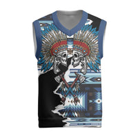Native American Chief Skull With Axe Christmas Knitted V-Neck Vest - Polynesian Pride
