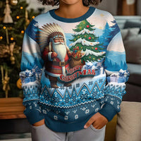 Personalized Native American Santa Claus Kid Ugly Christmas Sweater Merry Christmas 2025 - Polynesian Pride