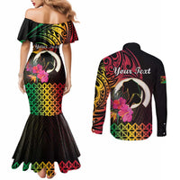 Personalised Vanuatu Port Vila Stay Strong Couples Matching Mermaid Dress and Long Sleeve Button Shirt Long God Yumi Stanap