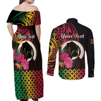 Personalised Vanuatu Port Vila Stay Strong Couples Matching Off Shoulder Maxi Dress and Long Sleeve Button Shirt Long God Yumi Stanap