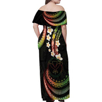 Hawaii Map Kanaka Maoli Family Matching Off Shoulder Maxi Dress and Hawaiian Shirt Fantastic Frangipani Reggae