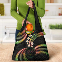 Hawaii Map Kanaka Maoli Grocery Bag Fantastic Frangipani Reggae