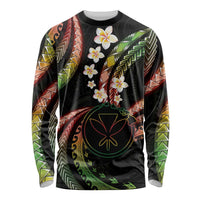 Hawaii Map Kanaka Maoli Long Sleeve Shirt Fantastic Frangipani Reggae