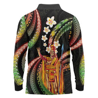 Hawaii King Kamehameha Long Sleeve Polo Shirt Fantastic Plumeria Reggae