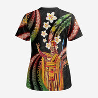 Hawaii King Kamehameha Scrub Top Fantastic Plumeria Reggae - Polynesian Pride