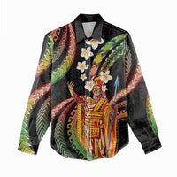 Hawaii King Kamehameha Women Casual Shirt Fantastic Plumeria Reggae