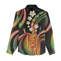 Hawaii King Kamehameha Women Casual Shirt Fantastic Plumeria Reggae