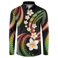 Hawaii Plumeria Reggae Button Sweatshirt Polynesian Pattern