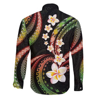 Hawaii Plumeria Reggae Family Matching Off The Shoulder Long Sleeve Dress and Hawaiian Shirt Polynesian Pattern