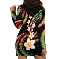 Hawaii Plumeria Reggae Hoodie Dress Polynesian Pattern