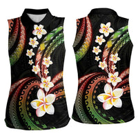 Hawaii Plumeria Reggae Women Sleeveless Polo Shirt Polynesian Pattern