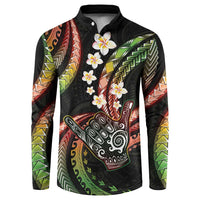 Hawaii Shaka Sign Button Sweatshirt Fantastic Frangipani Reggae