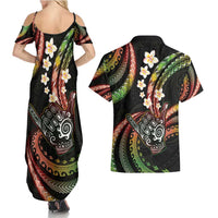 Hawaii Shaka Sign Couples Matching Summer Maxi Dress and Hawaiian Shirt Fantastic Frangipani Reggae