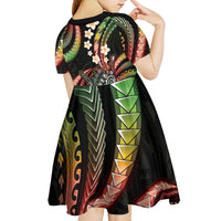 Hawaii Shaka Sign Kid Short Sleeve Dress Fantastic Frangipani Reggae