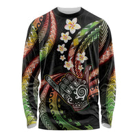 Hawaii Shaka Sign Long Sleeve Shirt Fantastic Frangipani Reggae