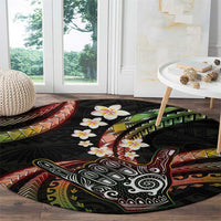 Hawaii Shaka Sign Round Carpet Fantastic Frangipani Reggae