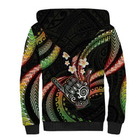 Hawaii Shaka Sign Sherpa Hoodie Fantastic Frangipani Reggae