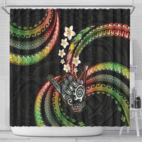 Hawaii Shaka Sign Shower Curtain Fantastic Frangipani Reggae