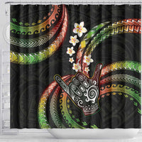 Hawaii Shaka Sign Shower Curtain Fantastic Frangipani Reggae
