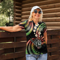 Hawaii Shaka Sign Women Polo Shirt Fantastic Frangipani Reggae