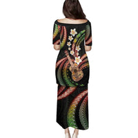 Hawaiian Ukulele Family Matching Puletasi and Hawaiian Shirt Jawaiian Fantastic Plumeria