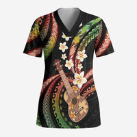 Hawaiian Ukulele Scrub Top Jawaiian Fantastic Plumeria LT01 Adult Reggae - Polynesian Pride