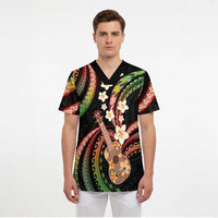 Hawaiian Ukulele Scrub Top Jawaiian Fantastic Plumeria LT01 - Polynesian Pride