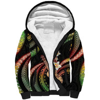 Hawaiian Ukulele Sherpa Hoodie Jawaiian Fantastic Plumeria