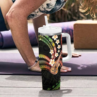 Hawaiian Ukulele Tumbler With Handle Jawaiian Fantastic Plumeria