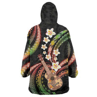Hawaiian Ukulele Wearable Blanket Hoodie Jawaiian Fantastic Plumeria