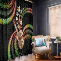 Hawaiian Ukulele Window Curtain Jawaiian Fantastic Plumeria