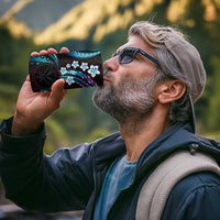 Hawaii Map Kanaka Maoli 4 in 1 Can Cooler Tumbler Fantastic Frangipani Amethyst Gradient