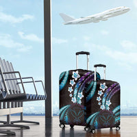 Hawaii Map Kanaka Maoli Luggage Cover Fantastic Frangipani Amethyst Gradient