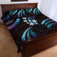 Hawaii Map Kanaka Maoli Quilt Bed Set Fantastic Frangipani Amethyst Gradient