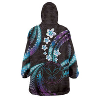 Hawaii Map Kanaka Maoli Wearable Blanket Hoodie Fantastic Frangipani Amethyst Gradient