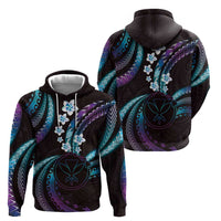 Hawaii Map Kanaka Maoli Zip Hoodie Fantastic Frangipani Amethyst Gradient