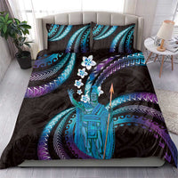 Hawaii King Kamehameha Bedding Set Fantastic Plumeria Amethyst Gradient
